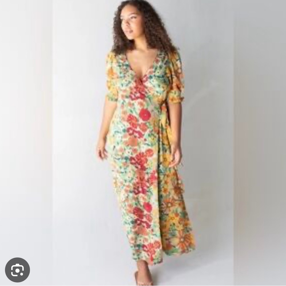 Natural Life Floral Maxi Wrap Dress with V-Neck
